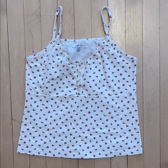 Brandy Melville White Floral Tank Top - Picture 1 of 1